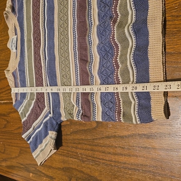 Alfred Dunner Sweater Blue, green and cream striped Short Sleeve Small - Picture 4 of 5